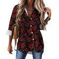 Colores De Mexico Romantic Red Roses Button Up Blouse by Baha Ranch Western Wear - product image 2