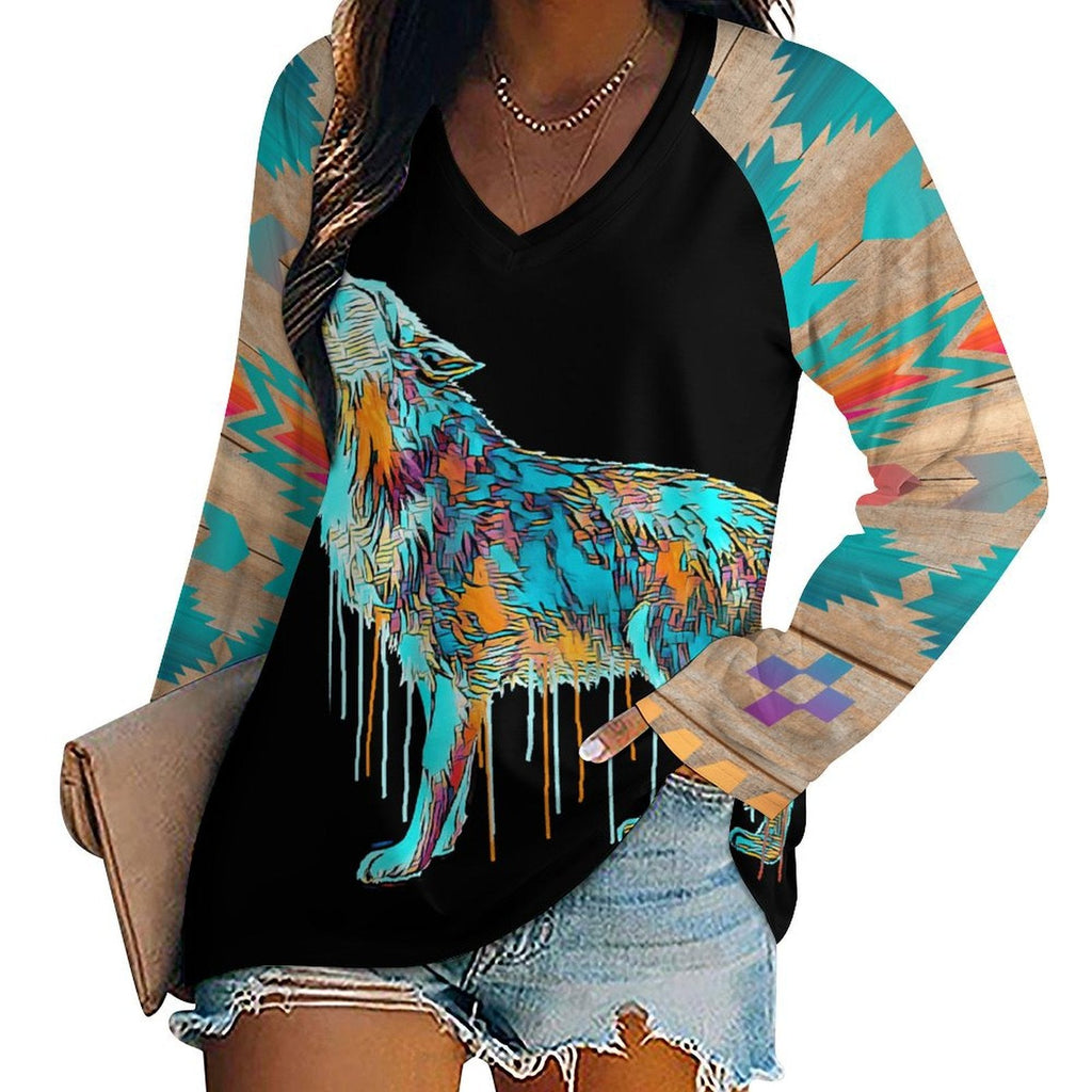 Baha Ranch Western Native Wolf Long Sleeve Tee by Baha Ranch Western Wear