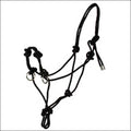 Hilason Western Tack Side Pull Horse Rope Halter Black W/ Nickle Plated Ring