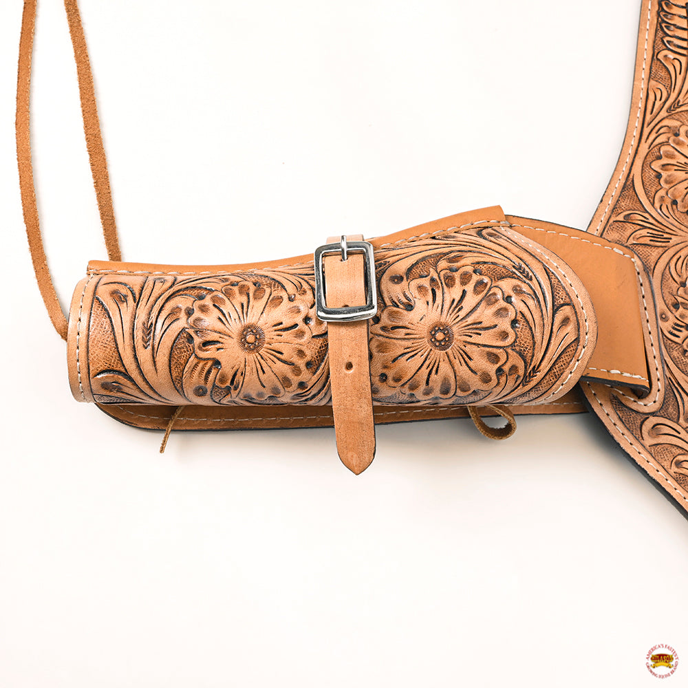 Hilason Western Right Hand Gun Holster Rig 44/45 Caliber Leather Cowboy