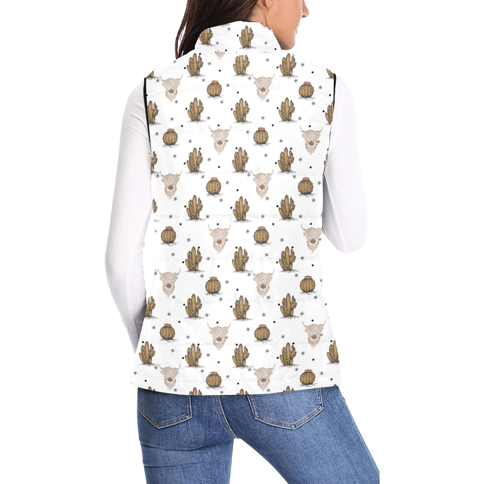 Baha Ranch Cactus and Highland Cow Puffy Vest by Baha Ranch Western Wear - product image 2