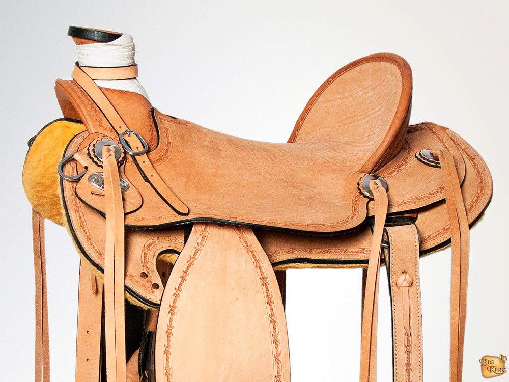 HILASON Western Horse Wade Saddle American Leather Ranch Roping Tan | Hand Tooled & For Horses