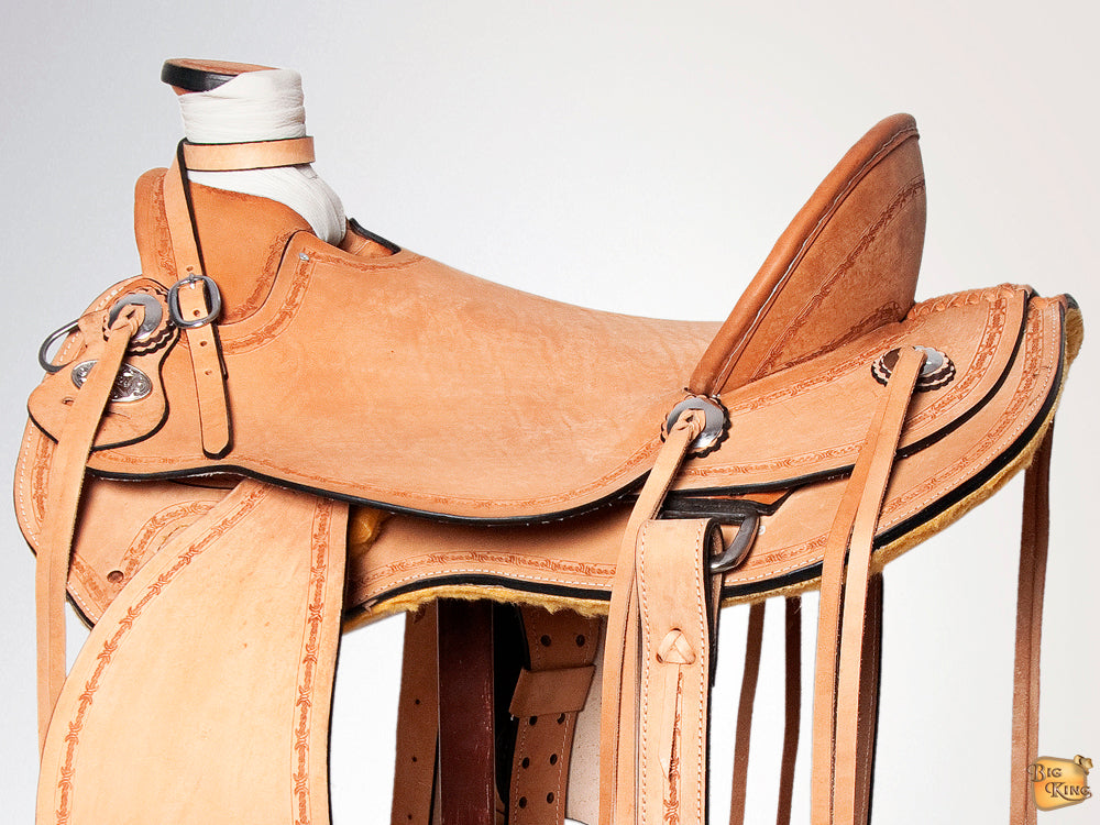 HILASON Western Horse Wade Saddle American Leather Ranch Roping Tan | Hand Tooled & For Horses