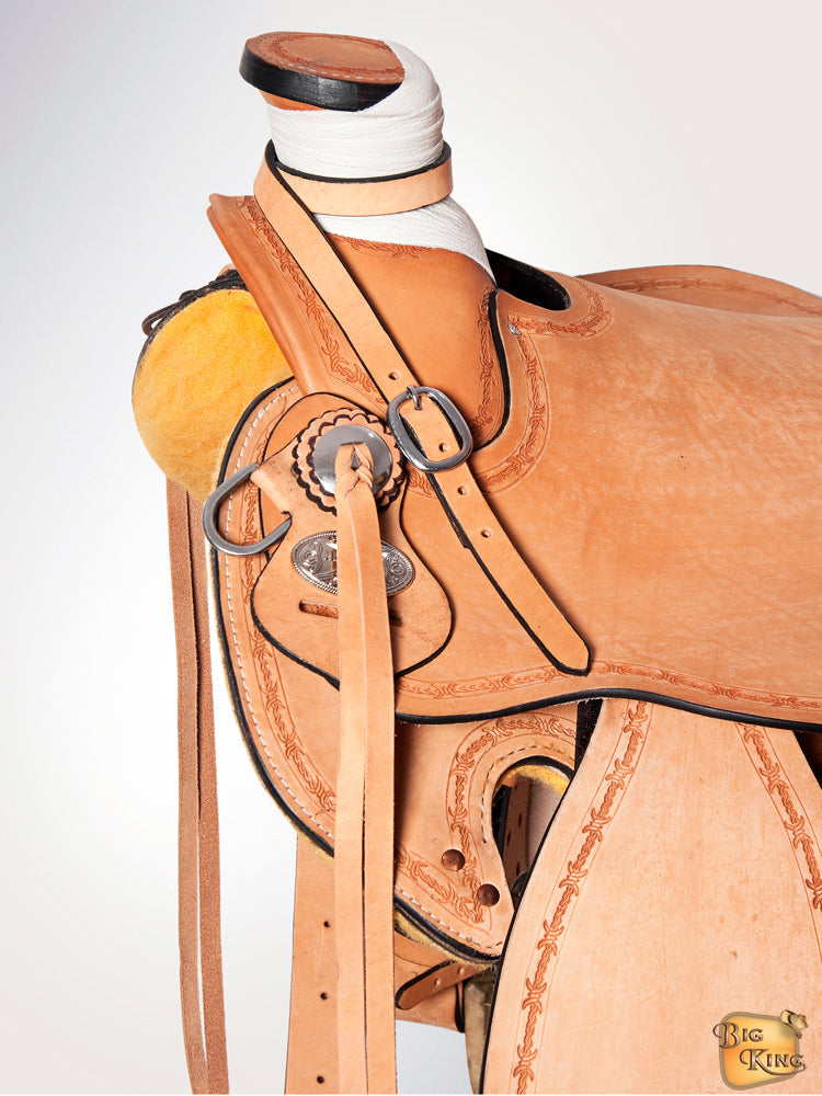 HILASON Western Horse Wade Saddle American Leather Ranch Roping Tan | Hand Tooled & For Horses