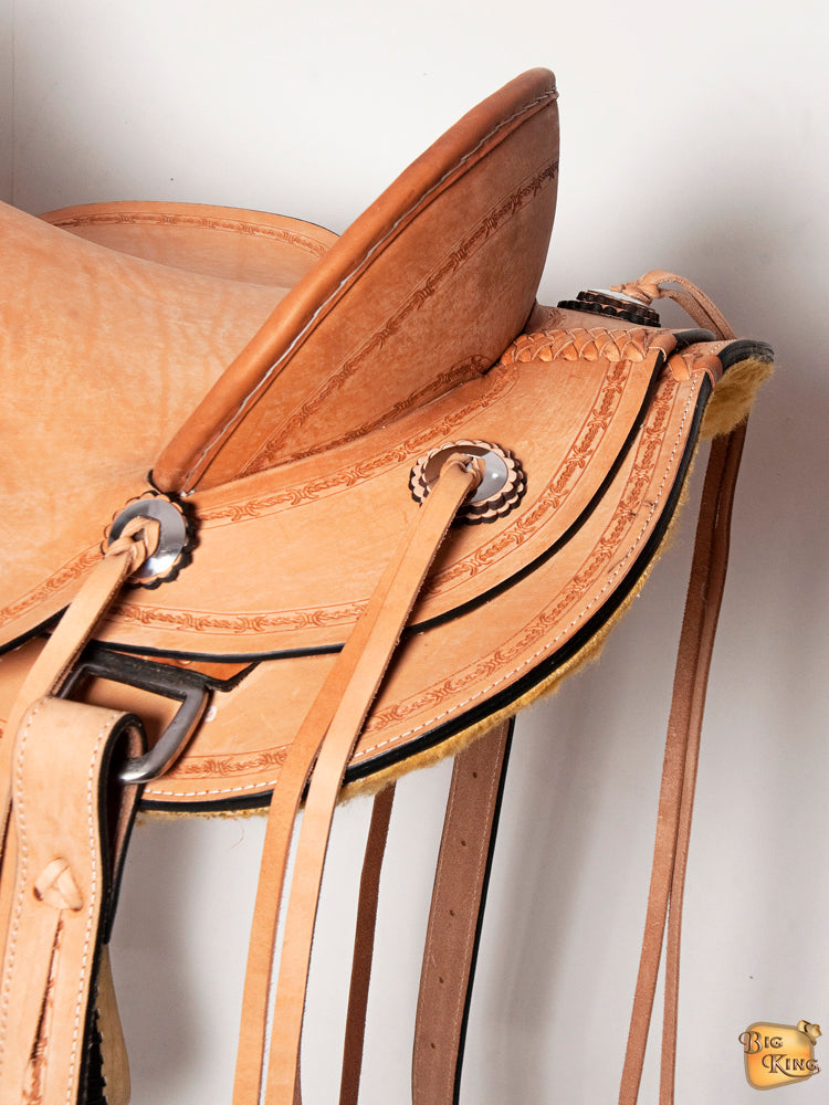 HILASON Western Horse Wade Saddle American Leather Ranch Roping Tan | Hand Tooled & For Horses
