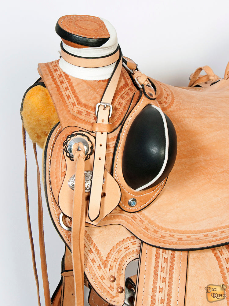 HILASON Western Horse Wade Saddle American Leather Ranch Roping Tan | Hand Tooled & For Horses