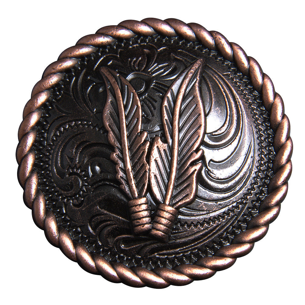 Hilason Western Copper Feather Rope-Edge Concho — 1.5"