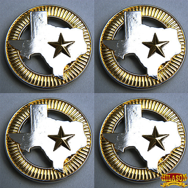 Western Screw Back Concho 1.5 In Texas Star Gold Silver Round Saddle
