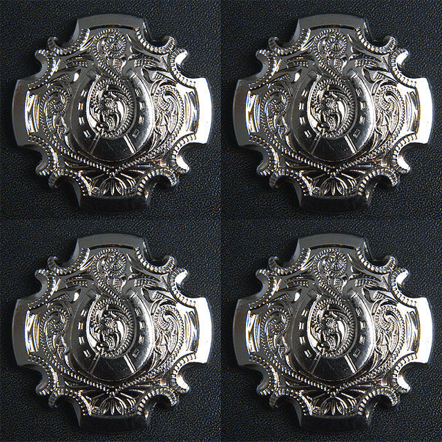 Western Screw Back Concho 1.5 In. Nickle Plated Horse Shoe Saddle Cowgirl