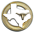 Western Screw Back Concho 1.5 In Texas Longhorn Gold Silver Round Saddle