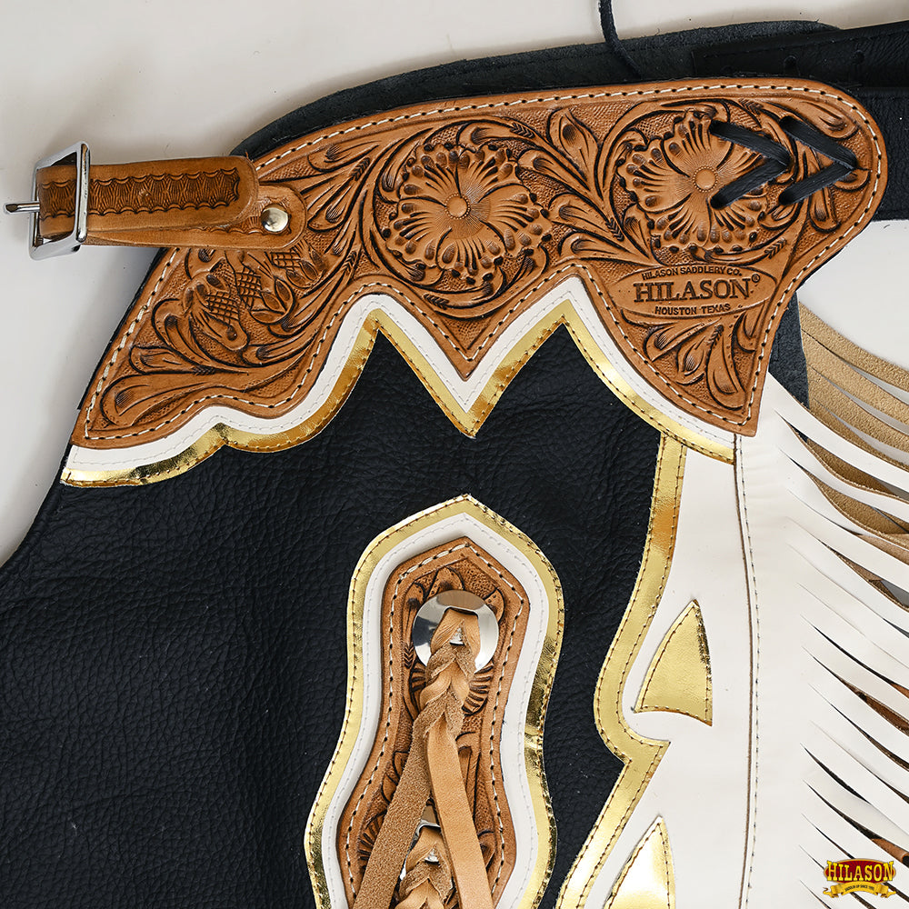 Hilason Handmade Genuine Leather Chaps Adult Handtooled Rodeo Bull Riding