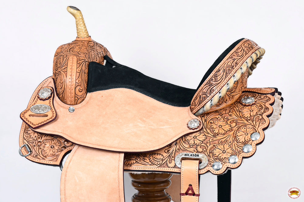 HILASON Flex Tree Western Horse Saddle American Leather Trail Barrel | for Horses