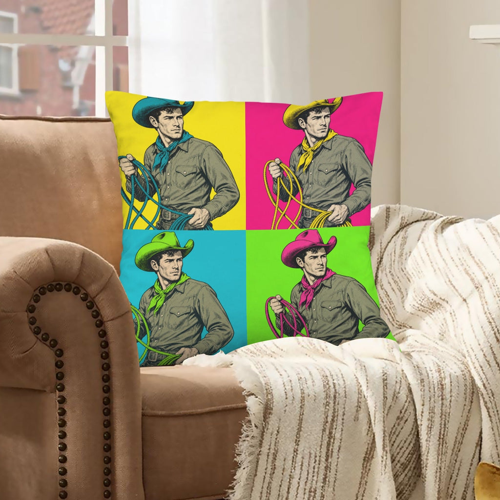 Baha Ranch The Last Roundup Calf Roper Velvety SOft Throw Pillow Cover Made in America by Baha Ranch Western Wear