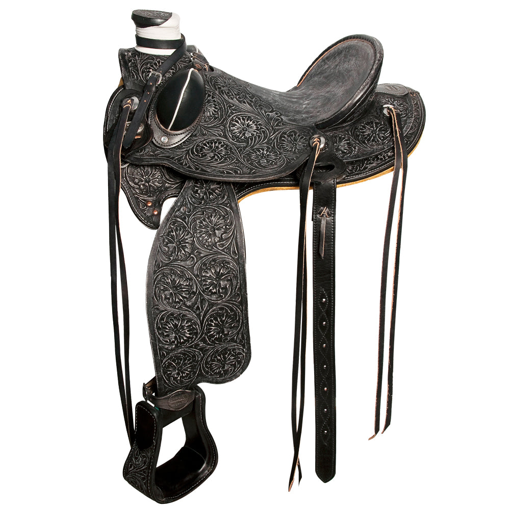 HILASON Western Horse Wade Saddle American Leather Ranch Roping Antique Black | Hand Tooled & For Horses