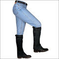 Small Weaver Horse Riding Black Suede Half Chaps Knee Ankle Elastic Boot Strap