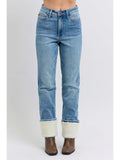 Rue Shearling Cuff Straight Denim | Jeans