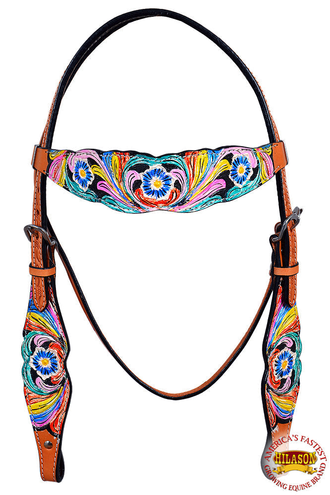 Hilason Western Horse Headstall Bridle American Leather  Fringes