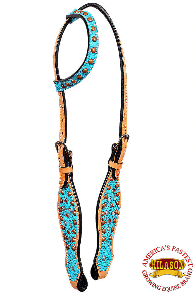 HILASON Western Horse One Ear Headstall Bridle American Leather Crocodile | Headstall for Horses Western | Horse Headstall | Western Headstalls for Horses | Headstalls for Horses | Western Headstall