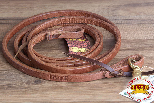 Hilason Leather Flat Roping Reins with Snap — 1/2" x 8 ft