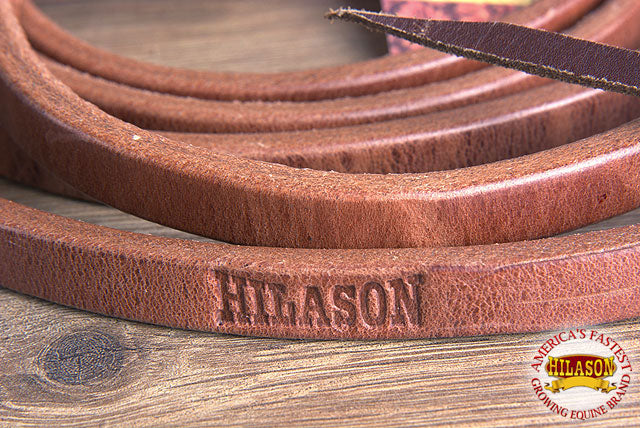 Hilason Leather Flat Roping Reins with Snap — 1/2" x 8 ft