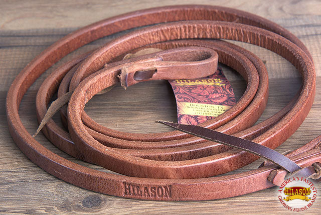 Hilason Leather Flat Roping Reins with Snap — 1/2" x 8 ft