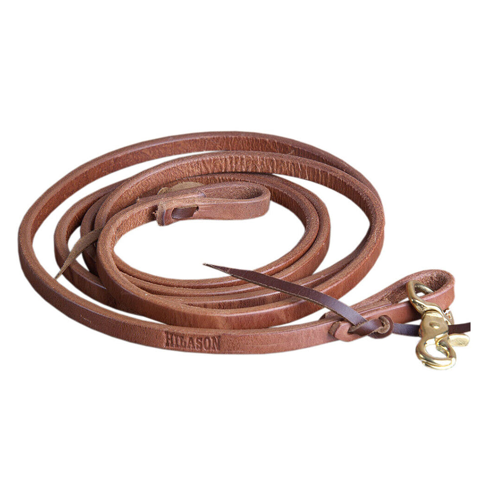 Hilason Leather Flat Roping Reins with Snap — 1/2" x 8 ft