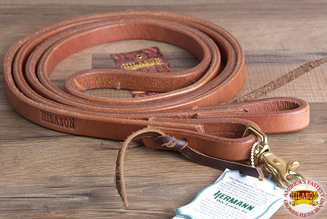 5/8" X8' Hilason Hermann Oak Leather Horse Roping Reins Waterloop Tie W/ Snap