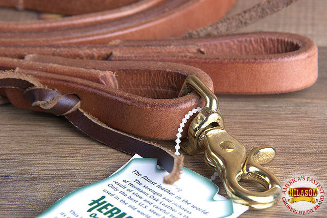5/8" X8' Hilason Hermann Oak Leather Horse Roping Reins Waterloop Tie W/ Snap