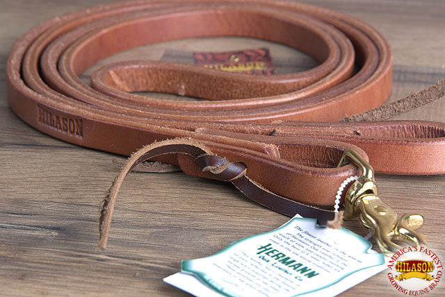 5/8" X8' Hilason Hermann Oak Leather Horse Roping Reins Waterloop Tie W/ Snap