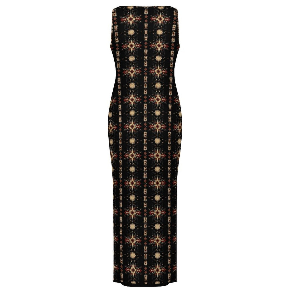 Baha Ranch Black and Tan Aztec Sleeveless Bodycon Side Slit Maxi Dress by Baha Ranch Western Wear - product image 4