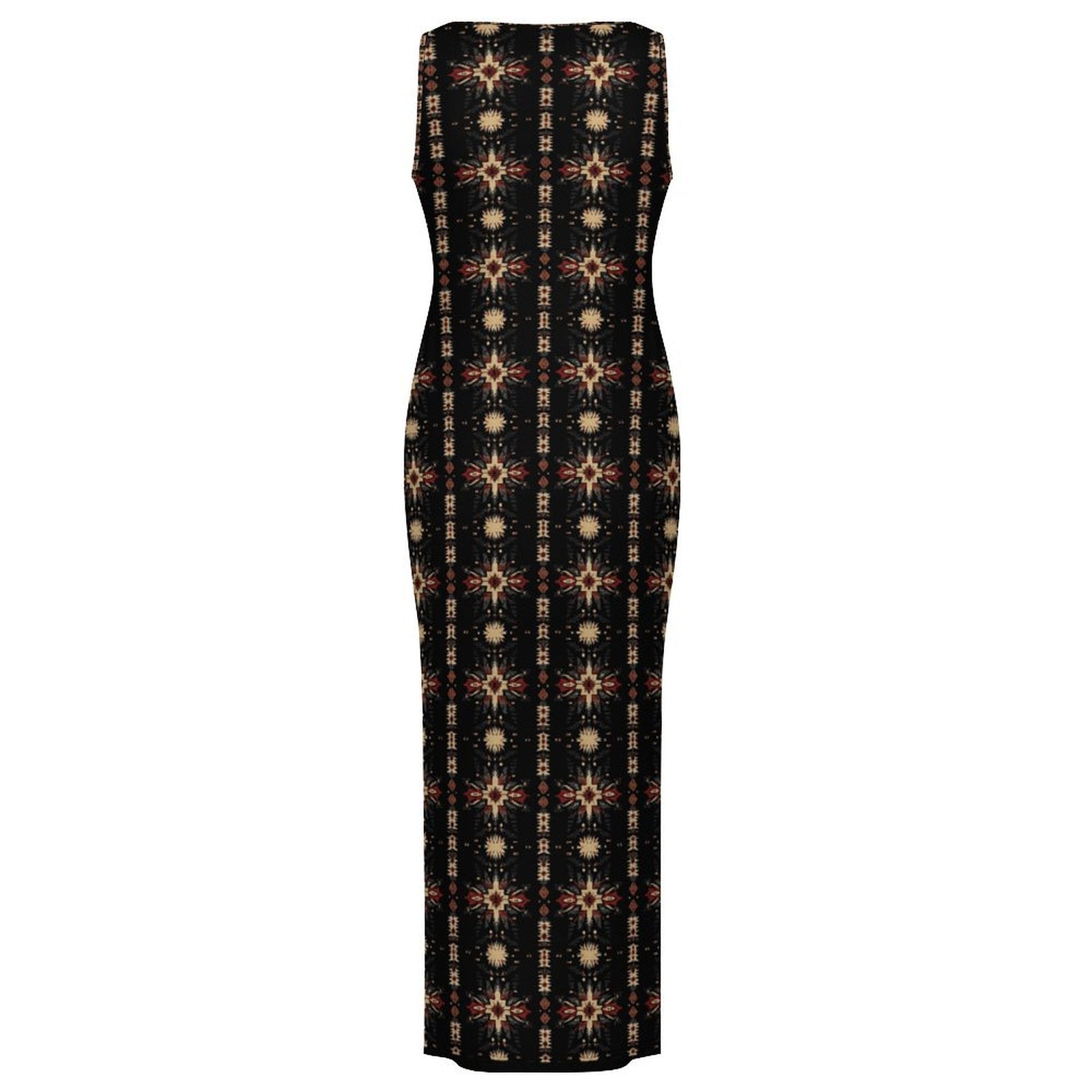 Baha Ranch Black and Tan Aztec Sleeveless Bodycon Side Slit Maxi Dress by Baha Ranch Western Wear - product image 4