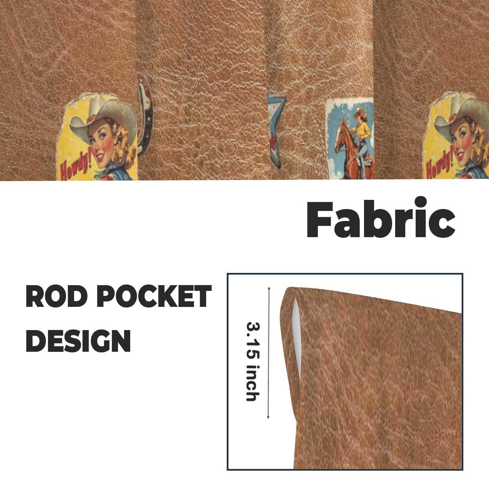 Baha Ranch Vintage Cowgirl Window Curtains 28"x40" (2-Piece) Made in America by Baha Ranch Western Wear - product image 5