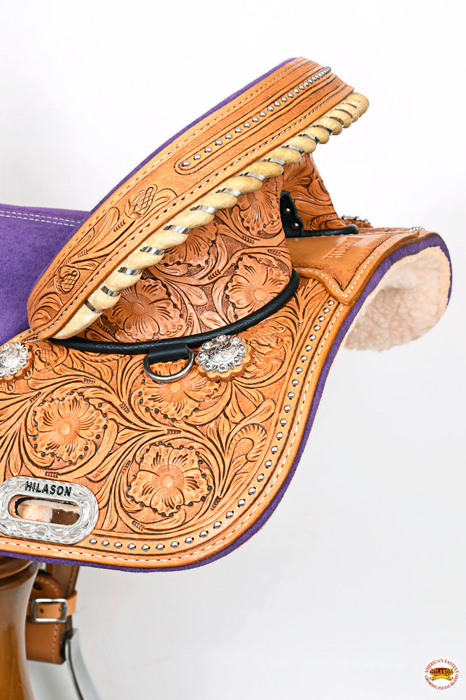 HILASON Western Horse Treeless Trail Barrel American Leather Saddle | for Horses