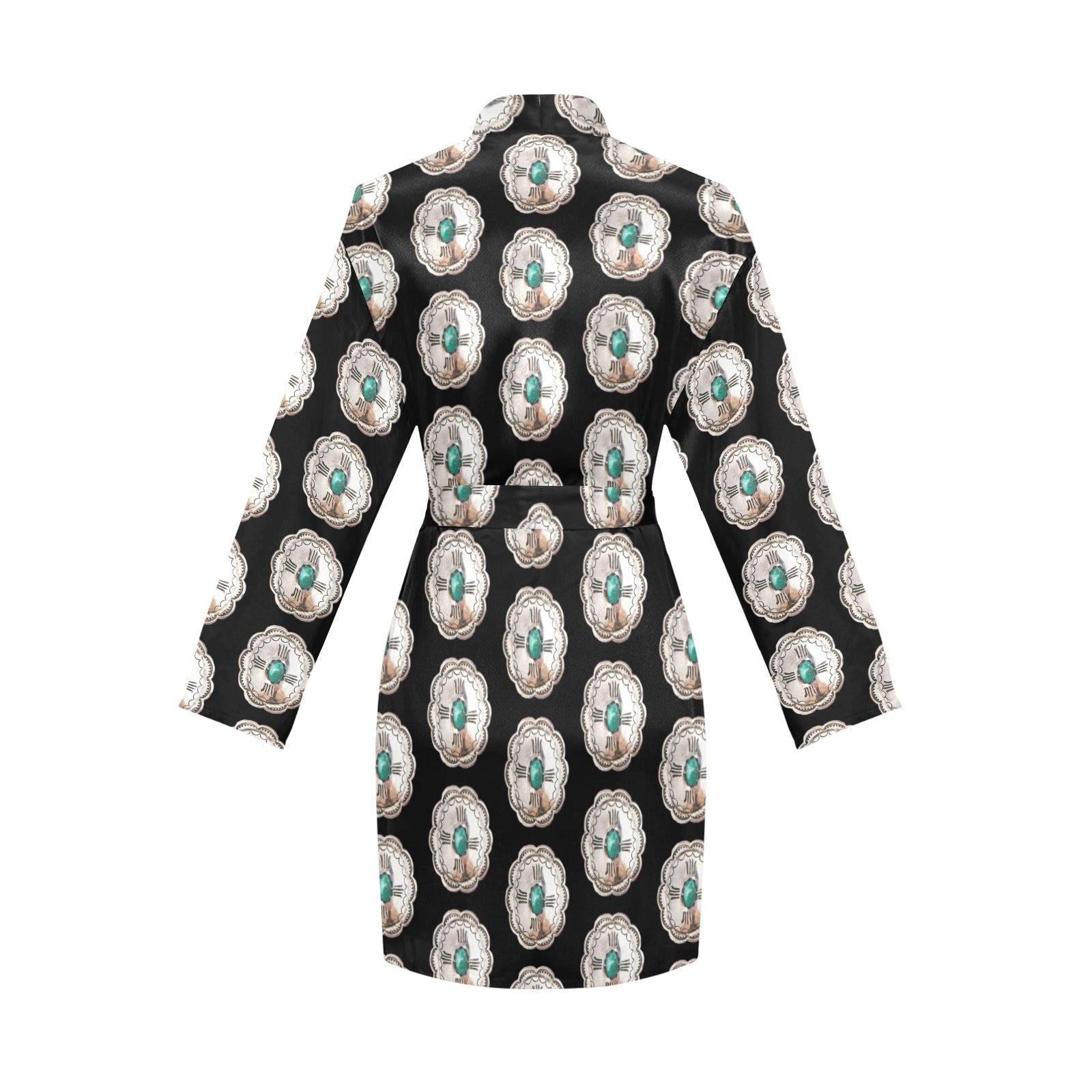 Baha Ranch Silver Concho Women's Long Sleeve Belted Satin Feel Dressing Lounge Robe by Baha Ranch Western Wear - product...