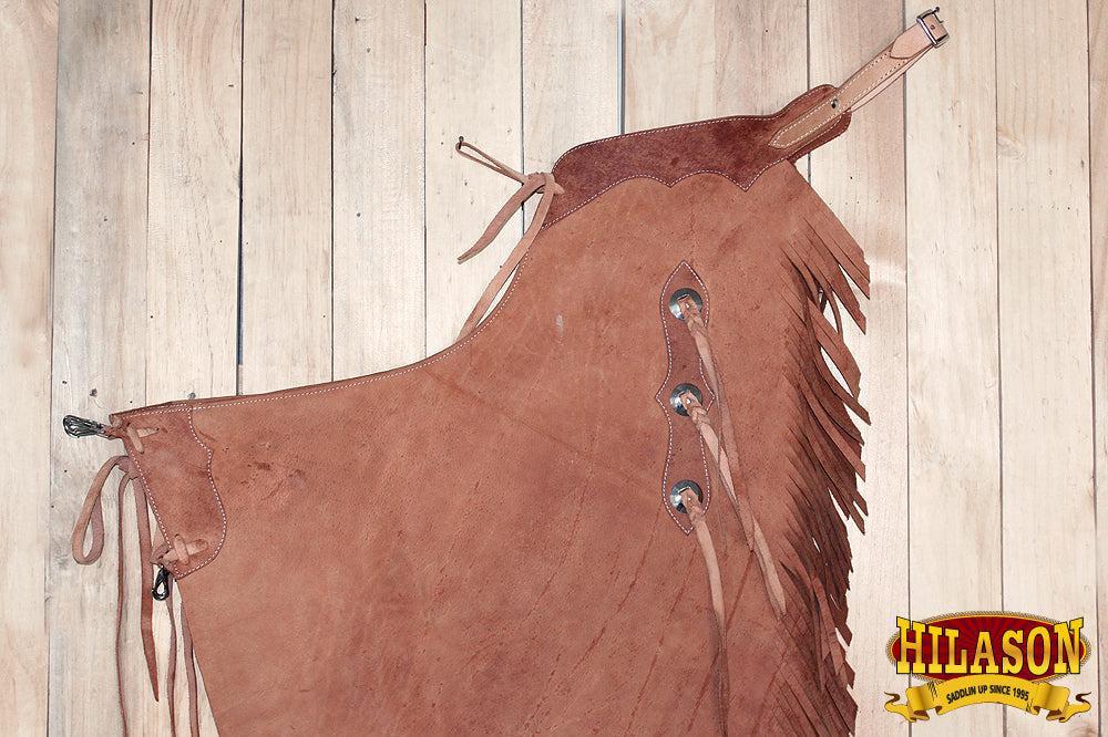 Hilason Western Bull Riding Leather Chinks, Tan