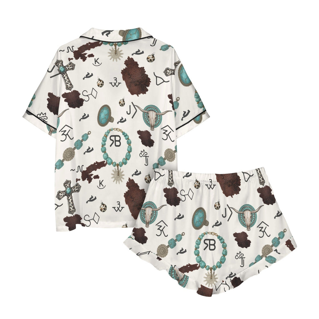 Baha Ranch Brands and Turquoise Western Satin Pajamas Short Pajama Set by Baha Ranch Western Wear - product image 5