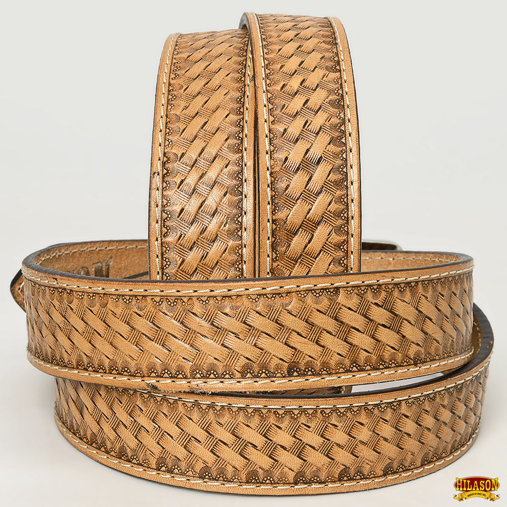 HILASON Western Genuine Leather Belt for Men Women Cowboy Cowgirl Handmade Basketweave Unisex Heavy Duty