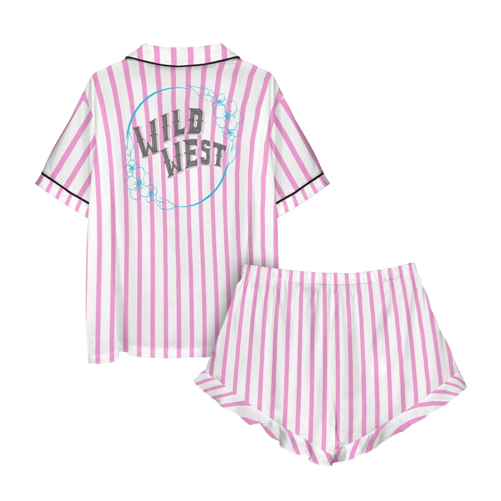 Baha Ranch Retro Pop Western Wild West Pink Pin Stripe Satin Pajamas by Baha Ranch Western Wear - product image 8