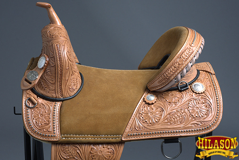 HILASON Western Horse Treeless Trail Barrel Saddle American Leather | for Horses