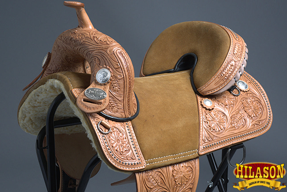 HILASON Western Horse Treeless Trail Barrel Saddle American Leather | for Horses
