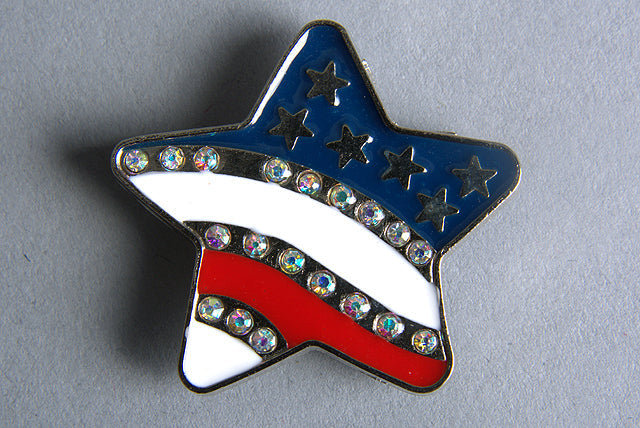 HILASON Us Flag Star Crystal Bling Concho Saddle Headstall Cowgirl Red, white, blue Color | Slotted Conchos