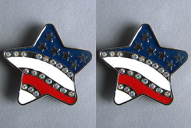HILASON Us Flag Star Crystal Bling Concho Saddle Headstall Cowgirl Red, white, blue Color | Slotted Conchos