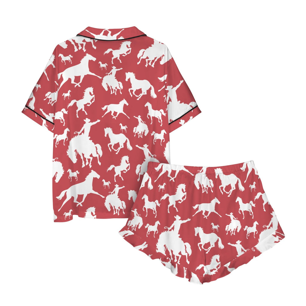 Baha Ranch Red Bronc Satin Ruffle Western Pajama Set by Baha Ranch Western Wear - product image 5