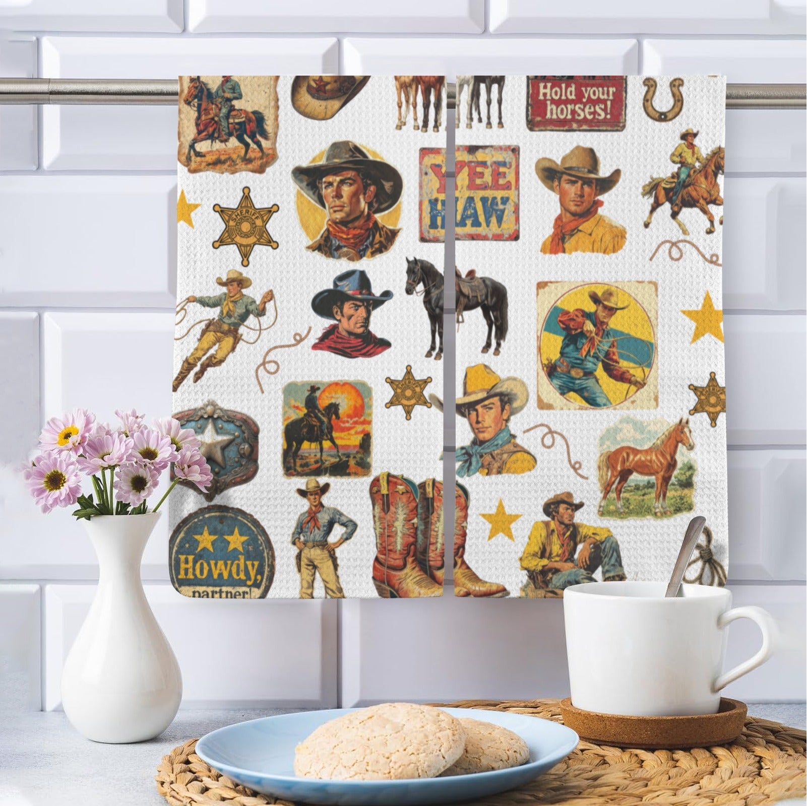 Baha Ranch Vintage Cowboy Collage Dish Towel Set of 2 Made in America by Baha Ranch Western Wear - product image 5