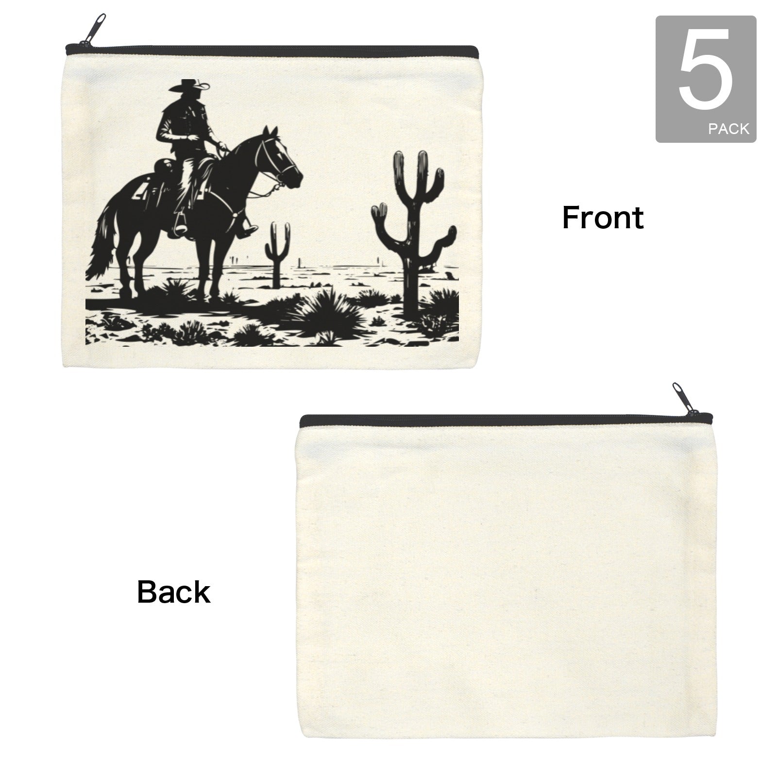 Baha Ranch Black White Desert Cosmetic Bag Pack of 5 Made in America by Baha Ranch Western Wear - product image 4