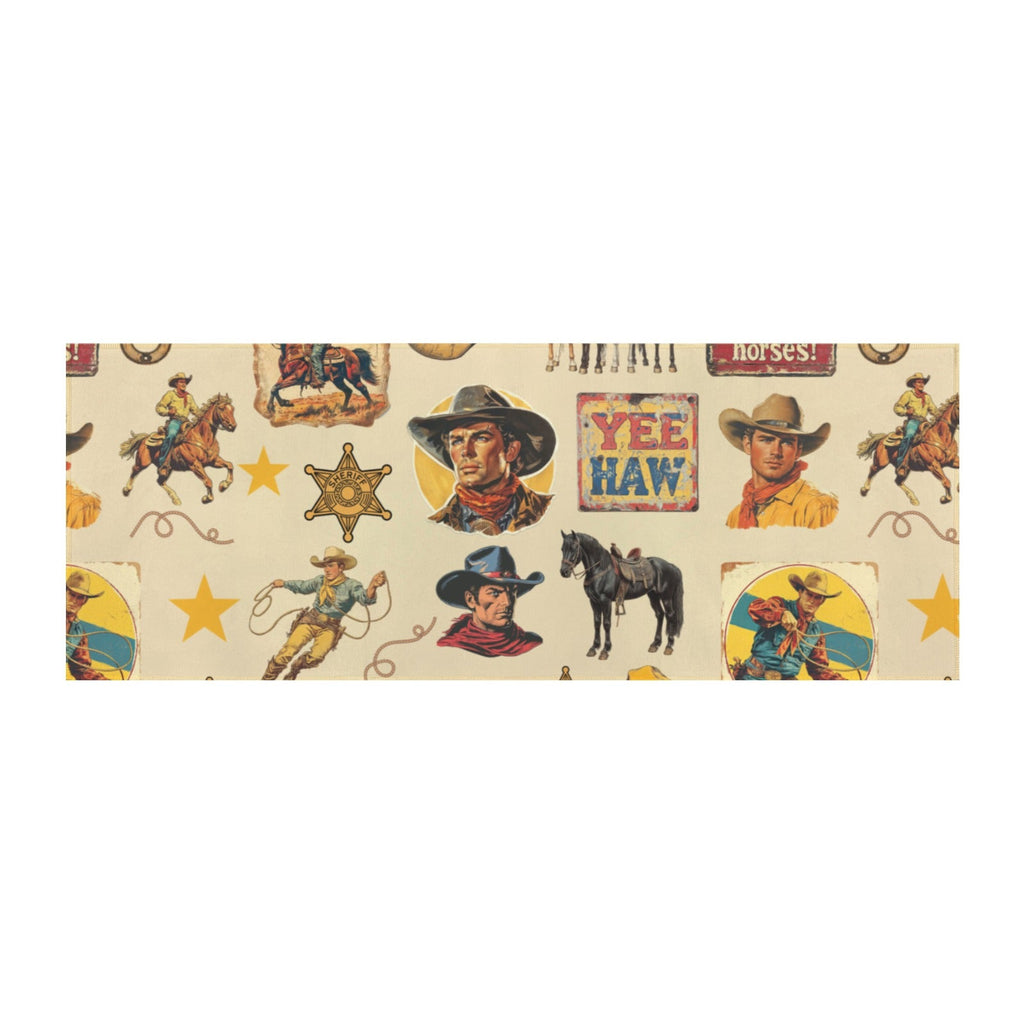 Vintage Cowboy Collage Floor Rug Runner Indoor 60" x 22" Made in America by Baha Ranch Western Wear