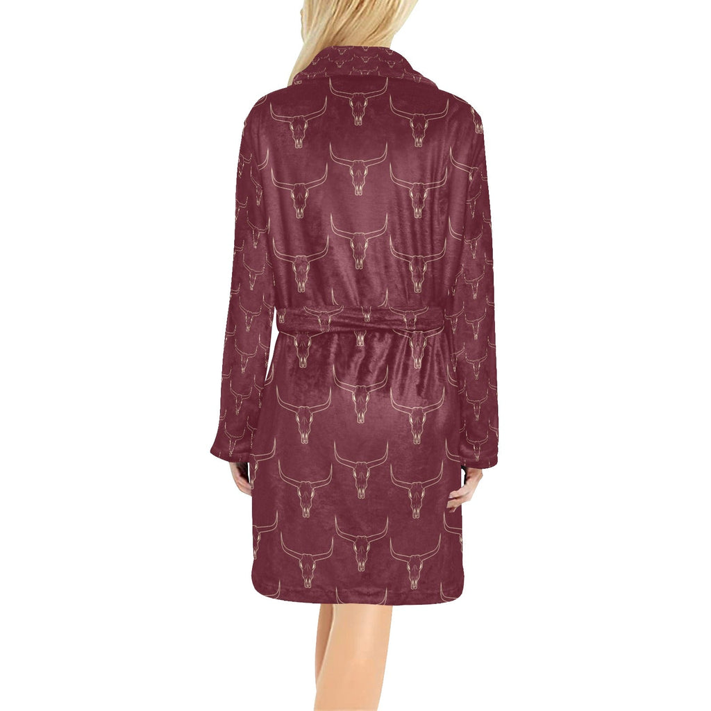 Baha Ranch Burgundy Longhorn Women's Western Bath Robe by Baha Ranch Western Wear - product image 2