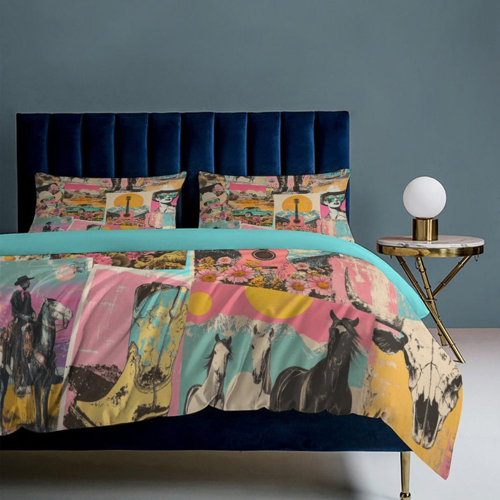Baha Ranch Retro Pop Western 3-Piece Bedding Set (1 Duvet Cover + 2 Pillow Shams) – 102"×90" by Baha Ranch Western Wear -...