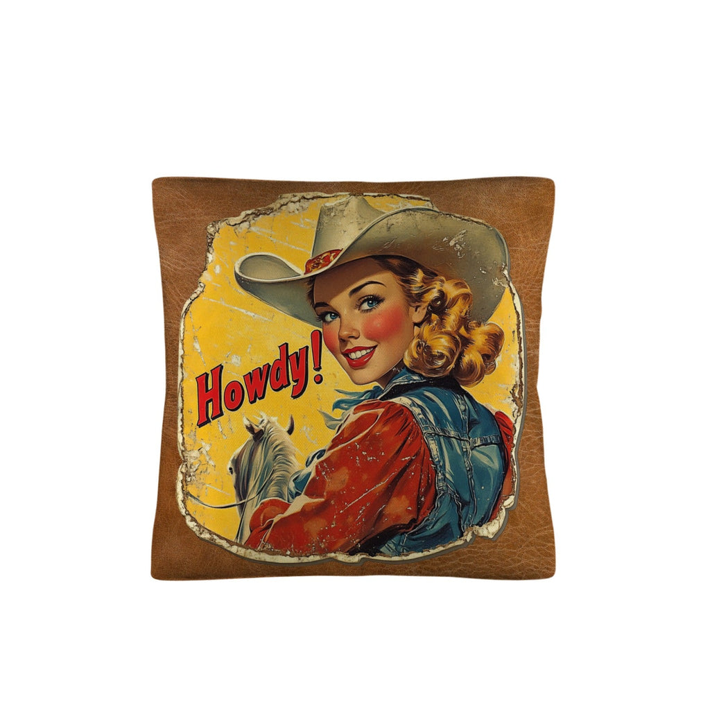 Baha Ranch Vintage Cowgirl Howdy Throw Pillow 18 x 18 Made in America by Baha Ranch Western Wear - product image 3