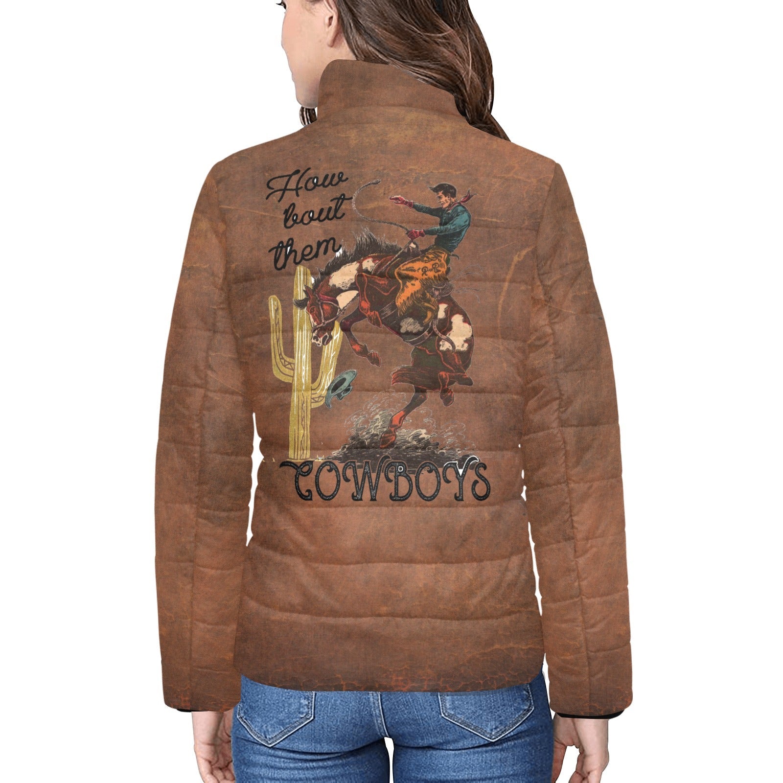 How Bout Them Cowboys Women's Puffy Bomber Jacket by Baha Ranch Western Wear